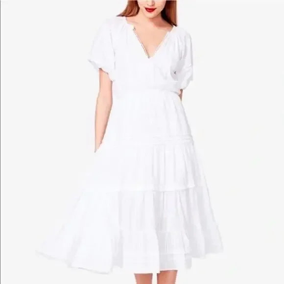 Betsey Johnson Spectator puff sleeve maxi cottagecore dress confetti S A004401 - Picture 2 of 11